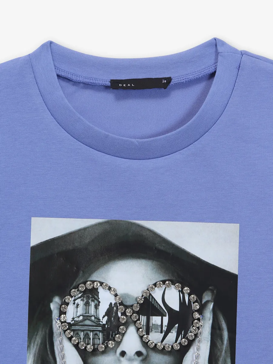 DEAL L.blue printed cotton crop top