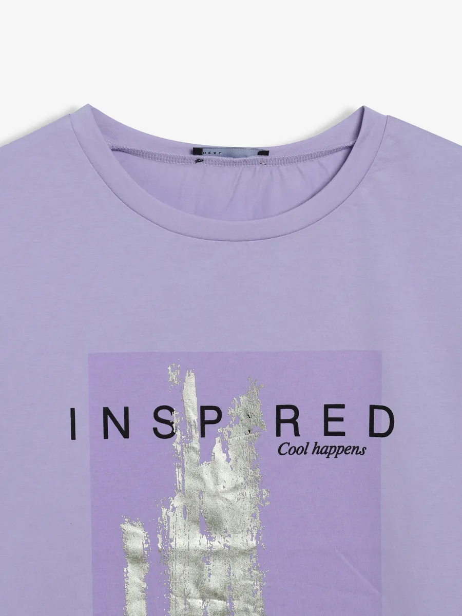 Deal lavender cotton printed t-shirt