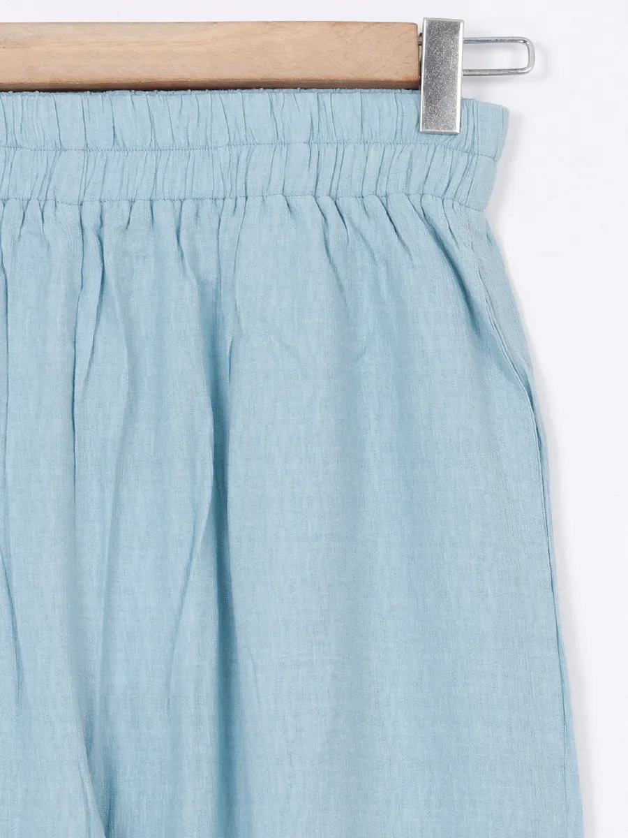 Deal light blue plain cotton palazzo