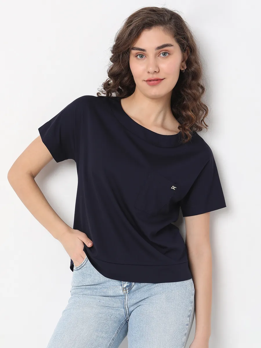 Deal navy cotton plain top