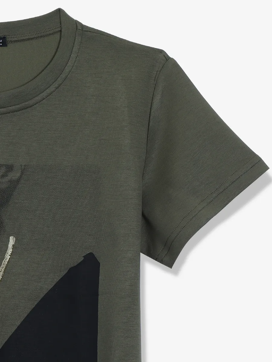 DEAL olive printed cotton t-shirt