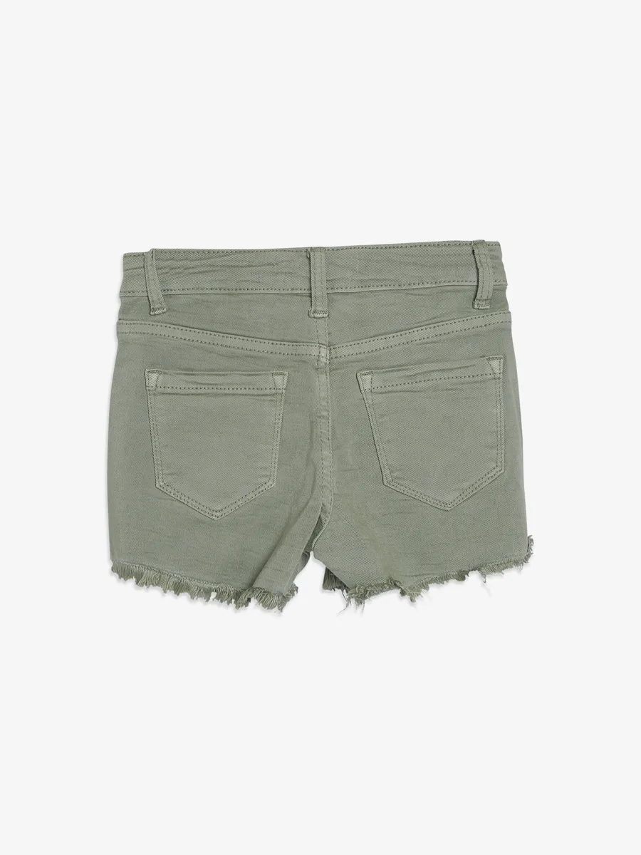 DEAL olive solid denim shorts