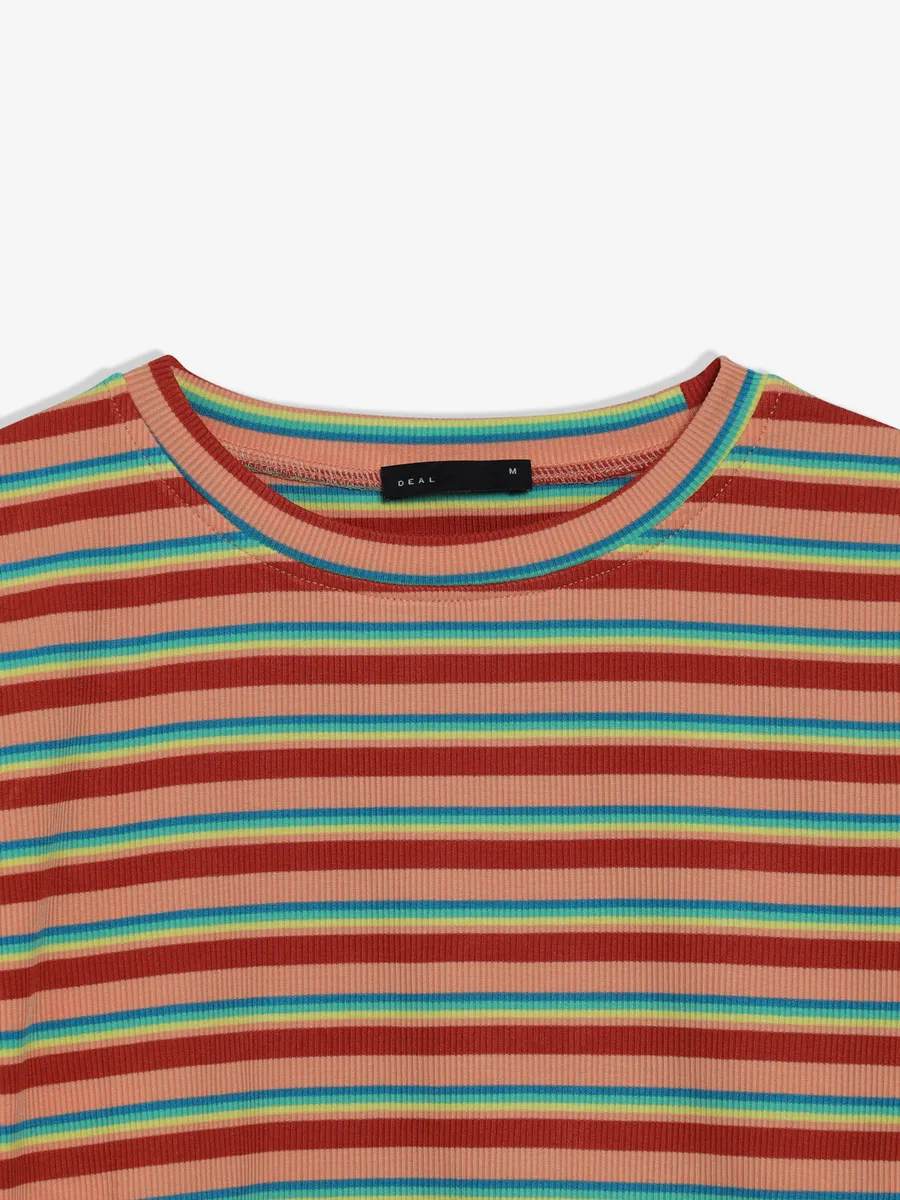 Deal peach stripe cotton t-shirt