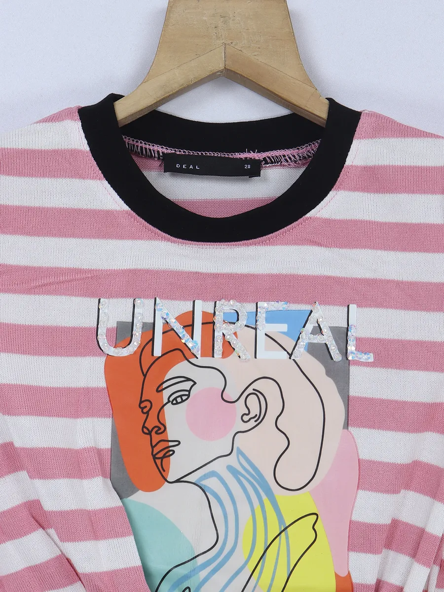 Deal pink and white stripe top