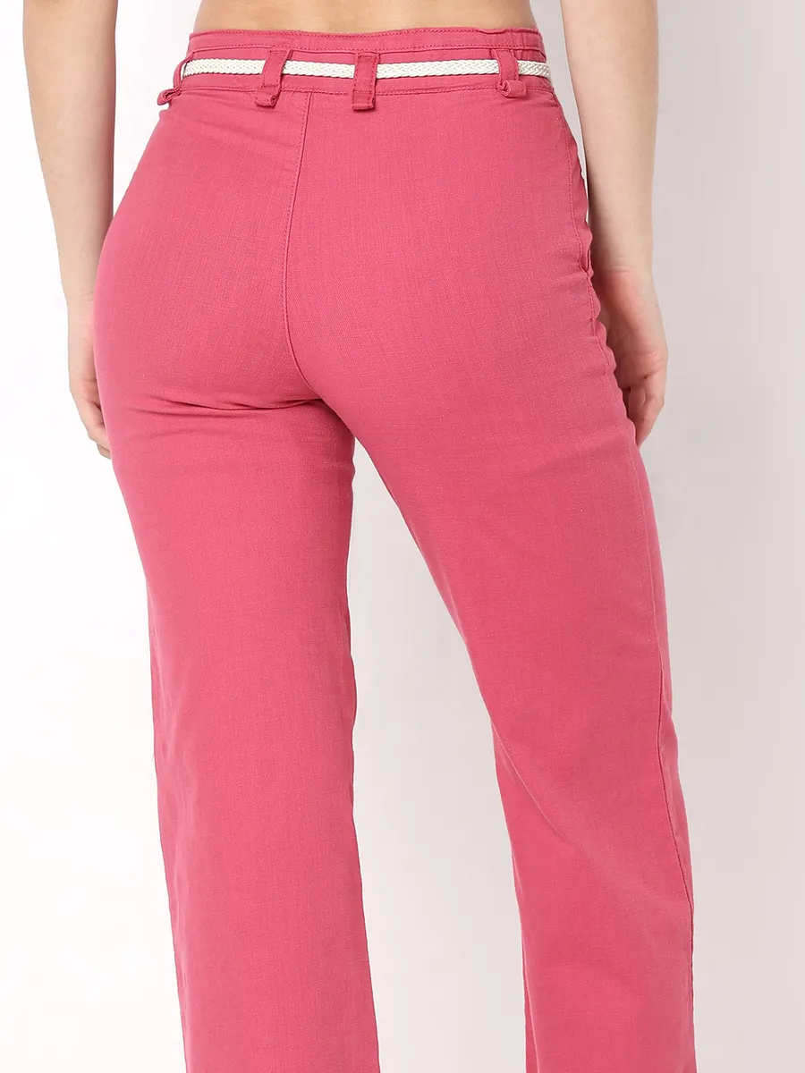 DEAL pink solid cotton jeans