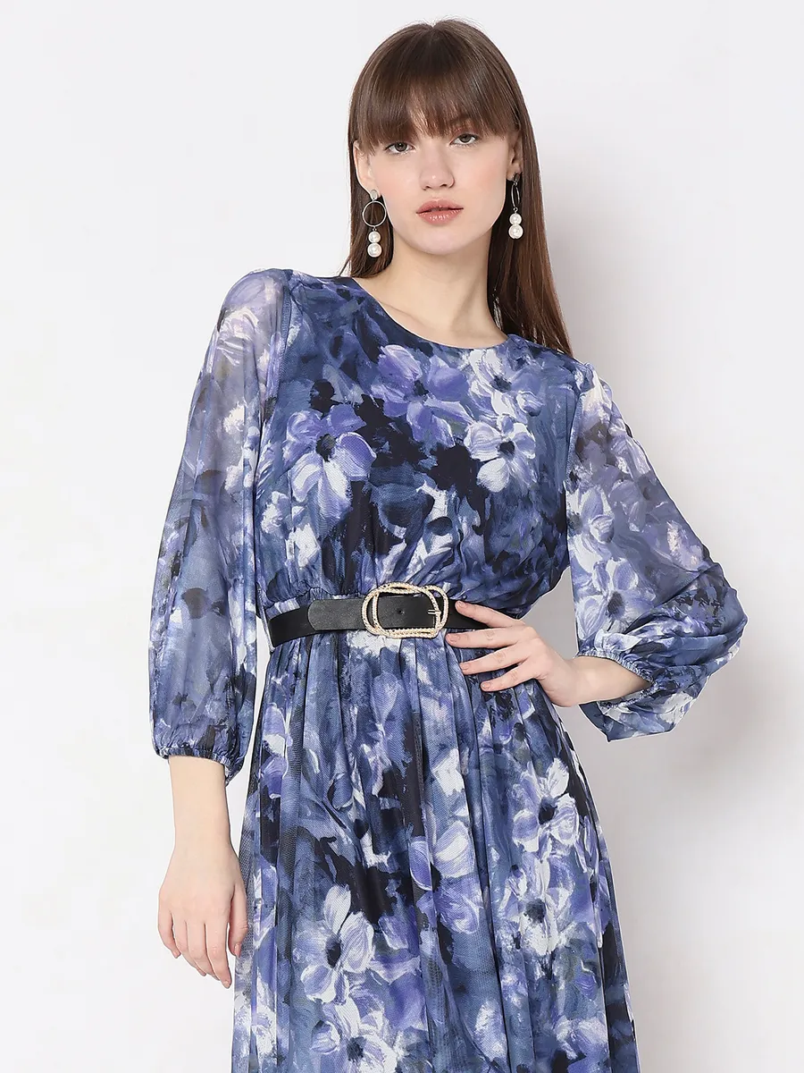 Deal printed blue lycra dress