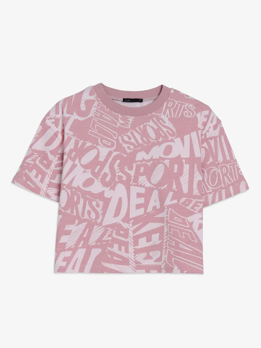 Deal printed cotton pink crop top