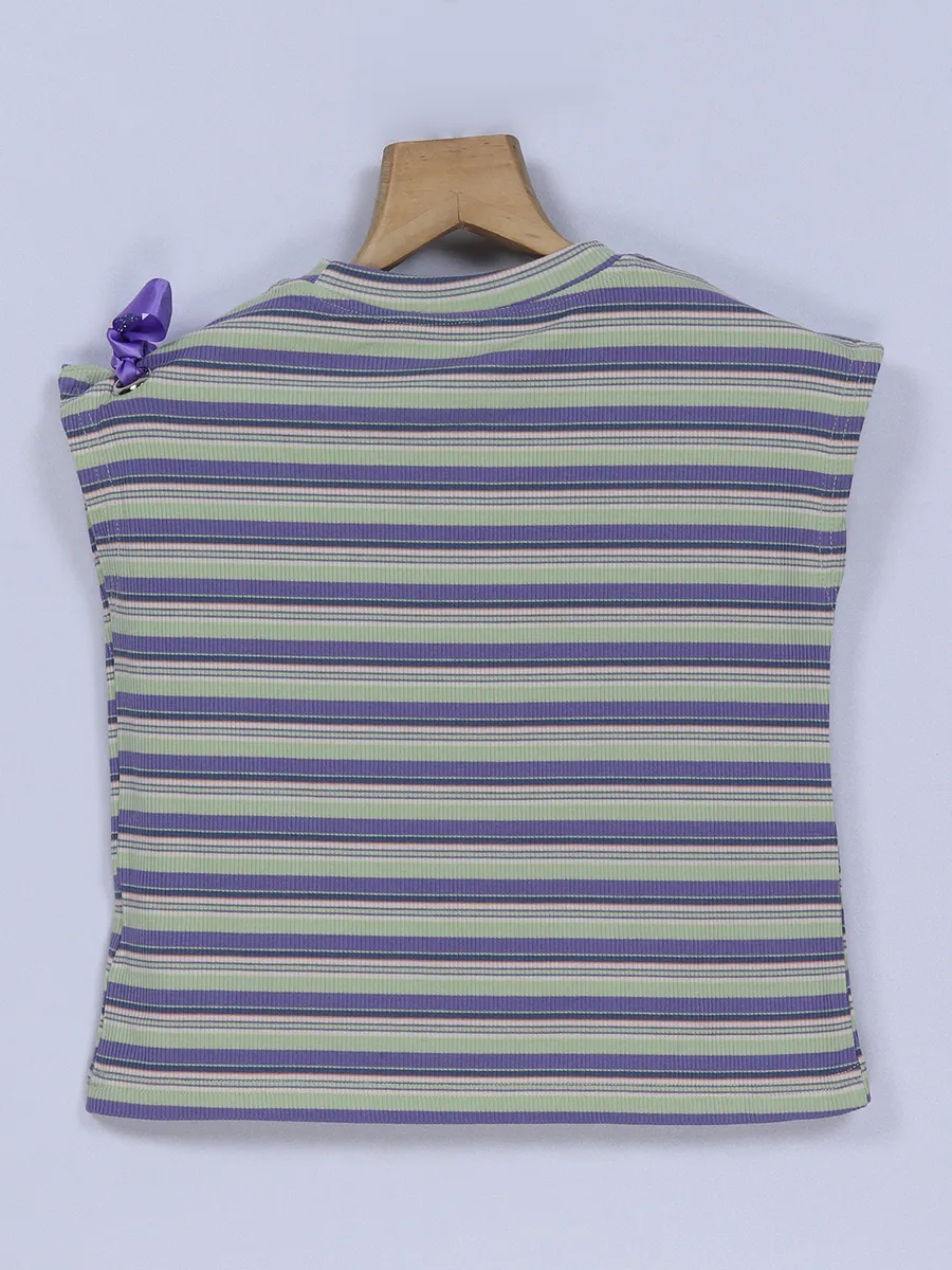 Deal purple and green stripe knitted top