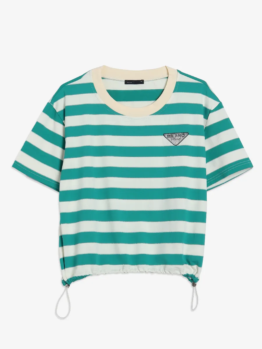 Deal rama green stripe crop top