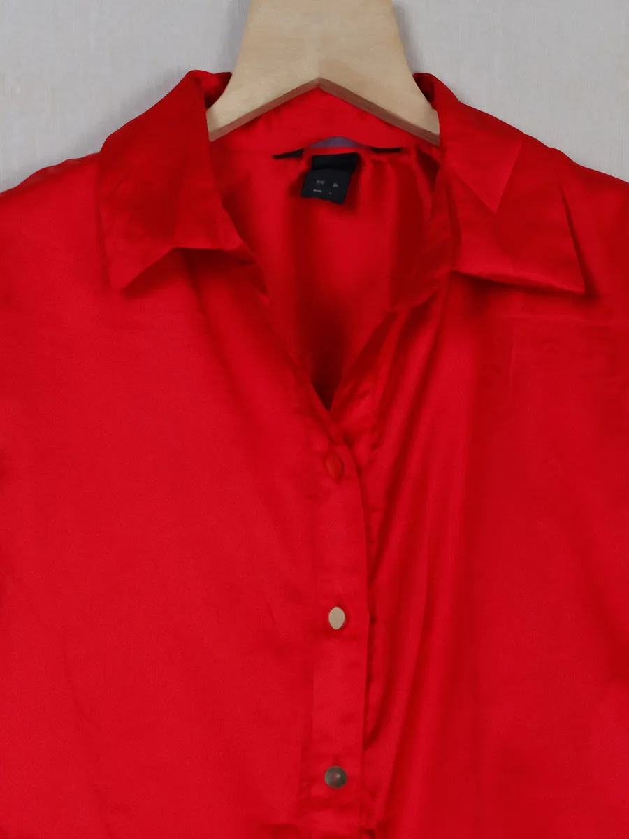 Deal red satin shirt for girls