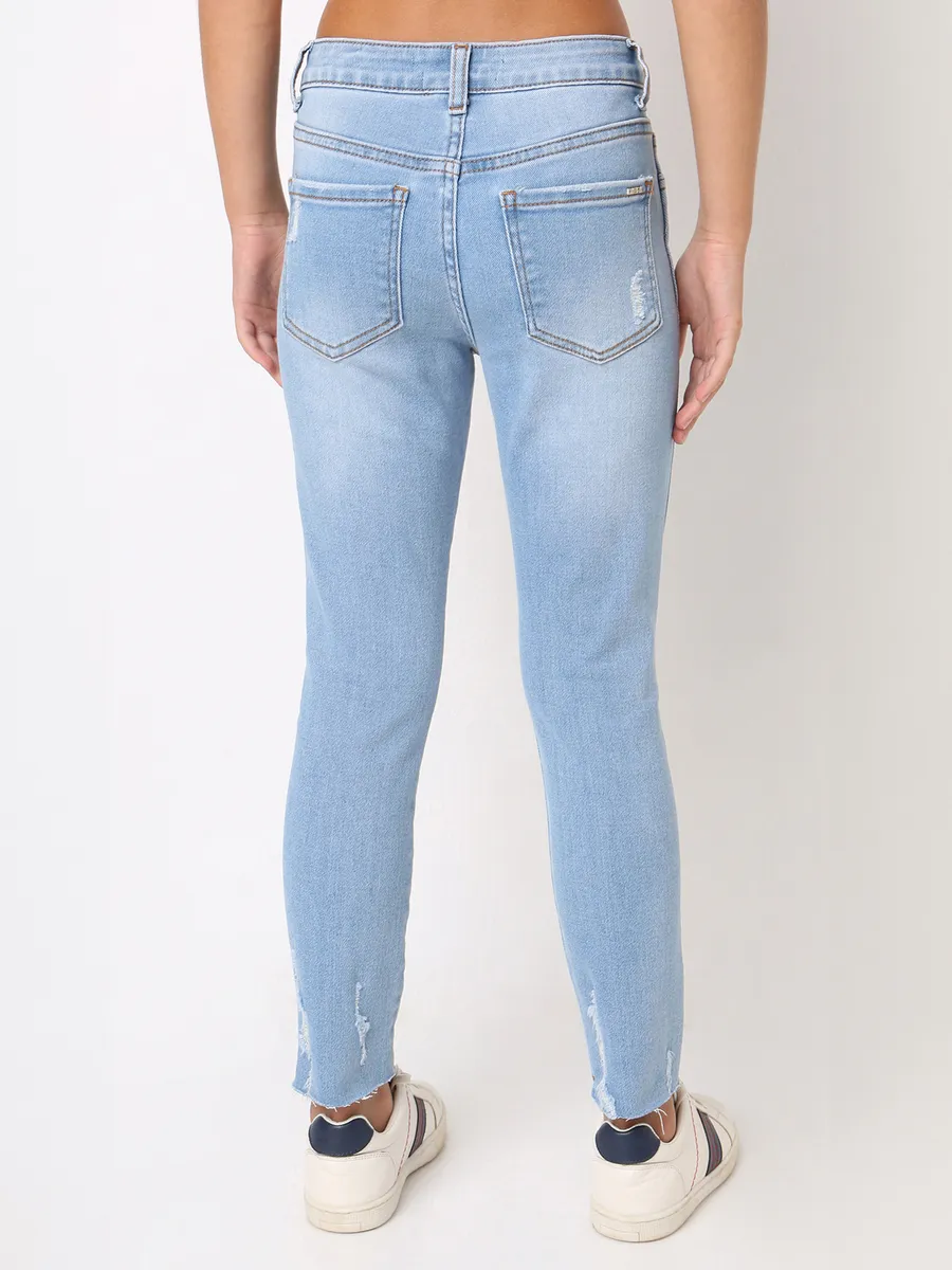 DEAL ripped and washed light blue jeans