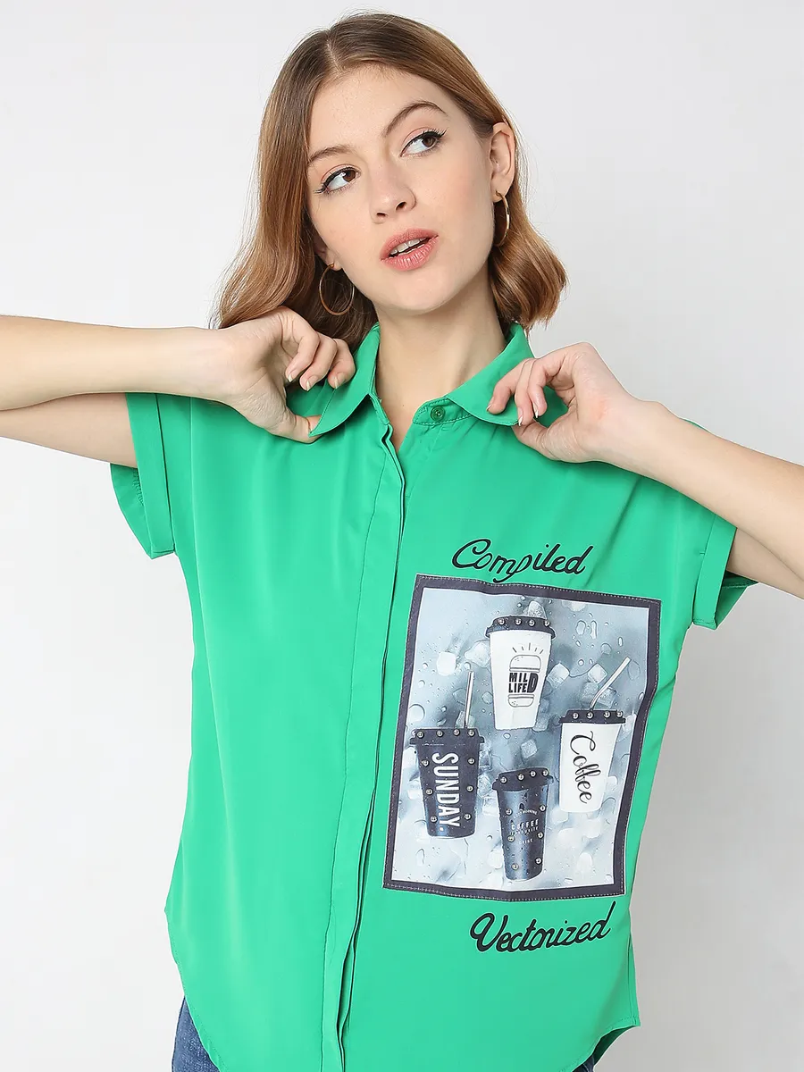 Deal sea green georgette shirt