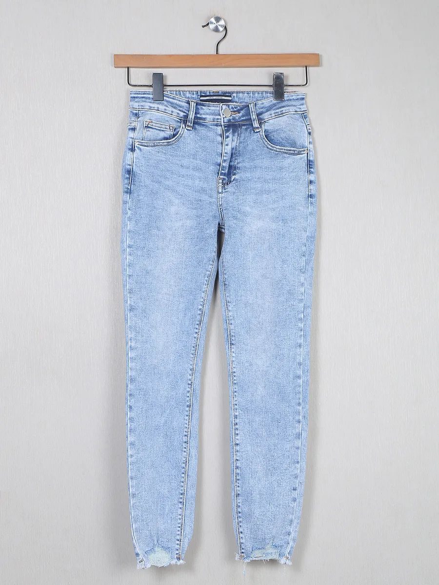 Deal sky blue washed denim casual jeans