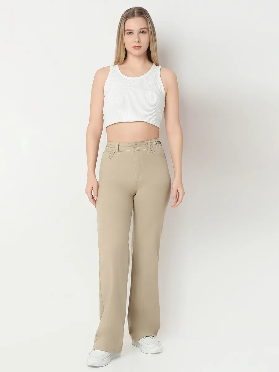 DEAL solid cream shade jeans for women