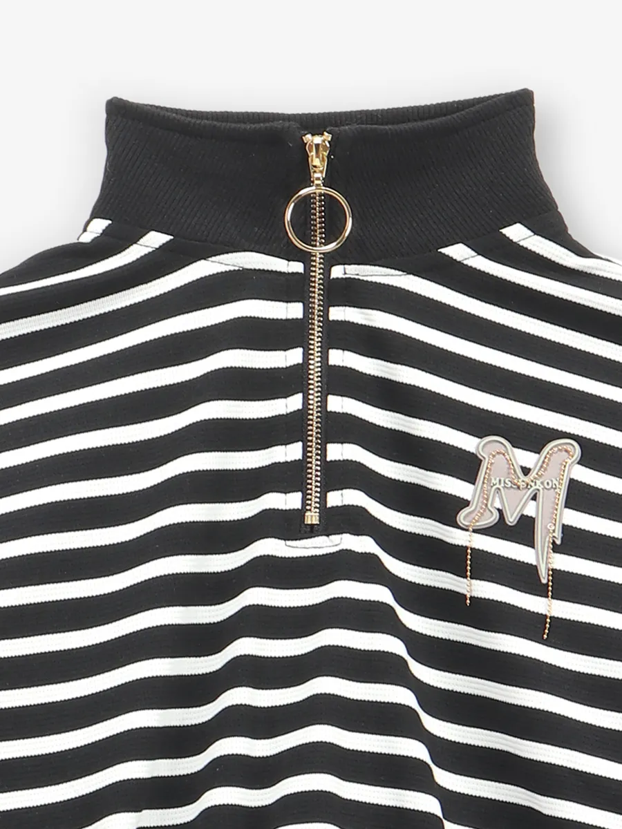 DEAL stripe black cotton crop top