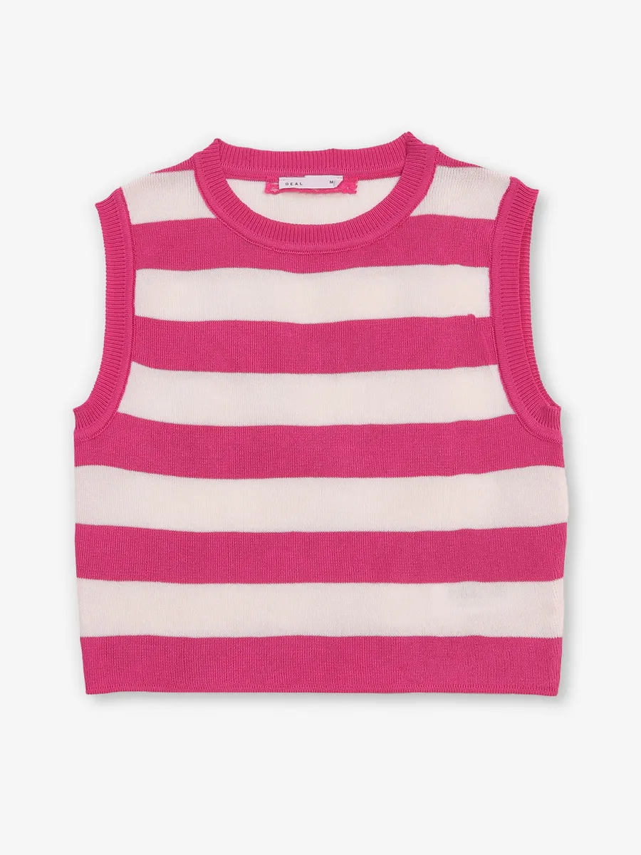 DEAL stripped pink and white cotton t-shirt