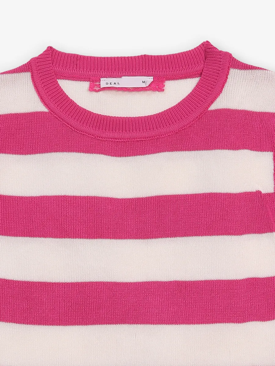 DEAL stripped pink and white cotton t-shirt