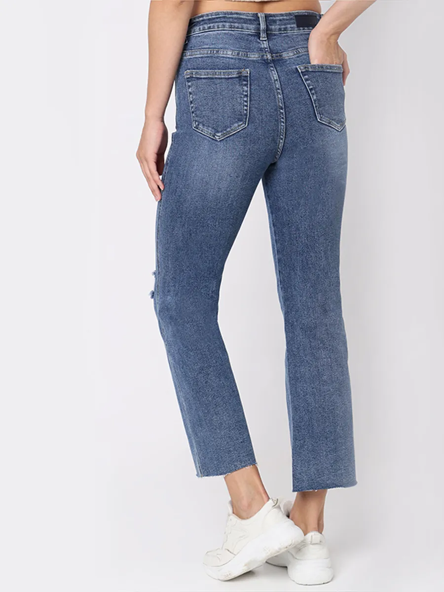 Deal washed denim blue jeans