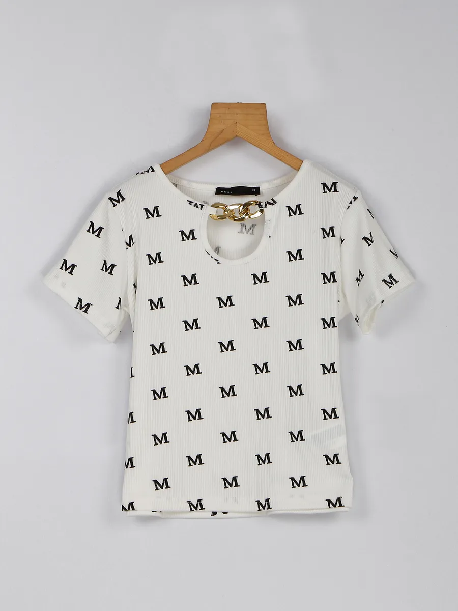 Deal white printed cotton top