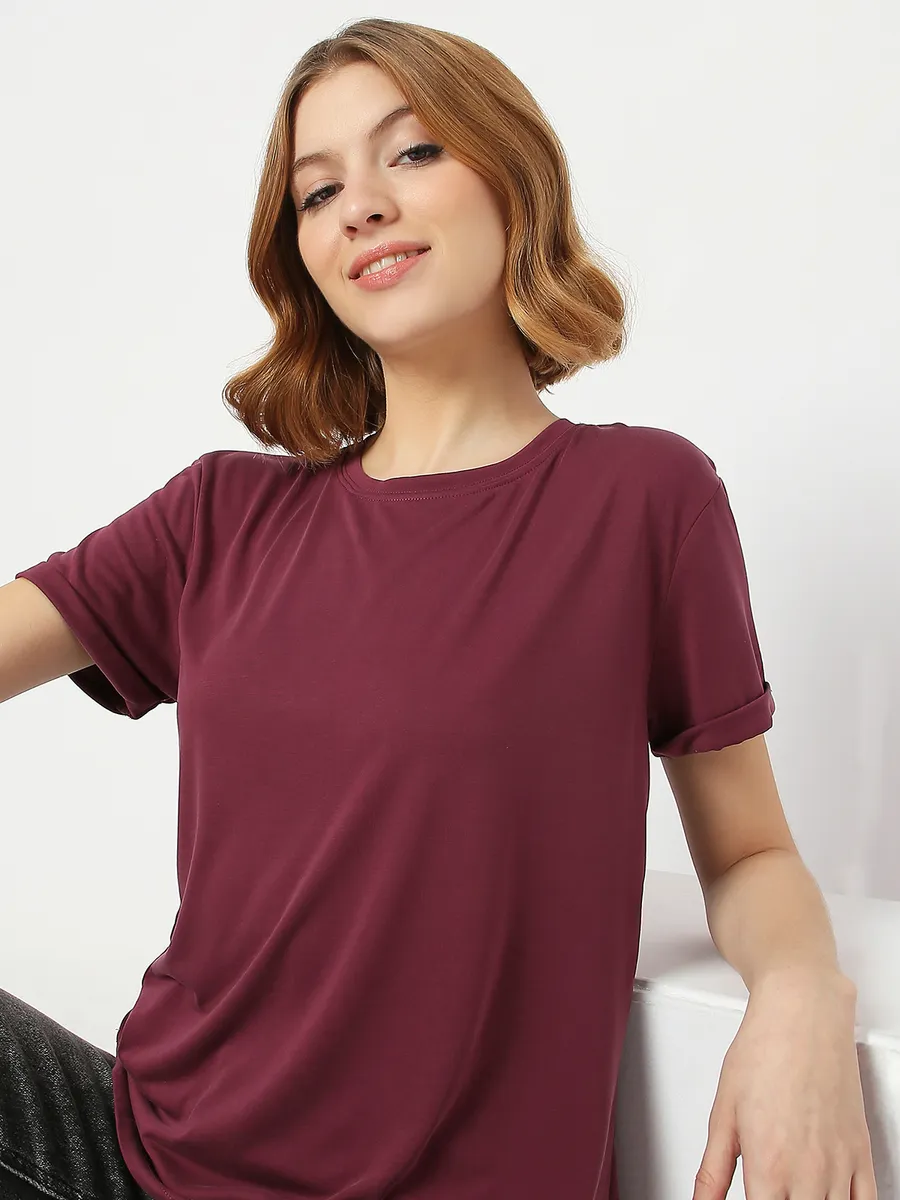 Deal wine cotton plain top