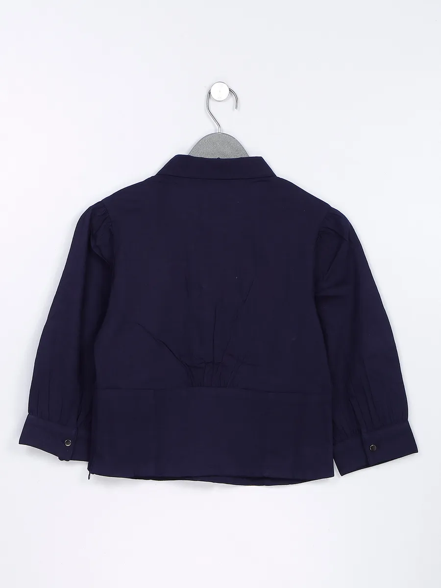 Desi Belle navy plain cotton crop top