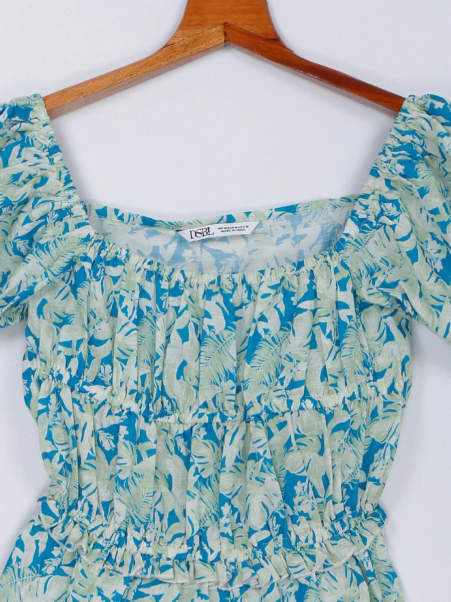 Desi Belle pista green cotton printed top