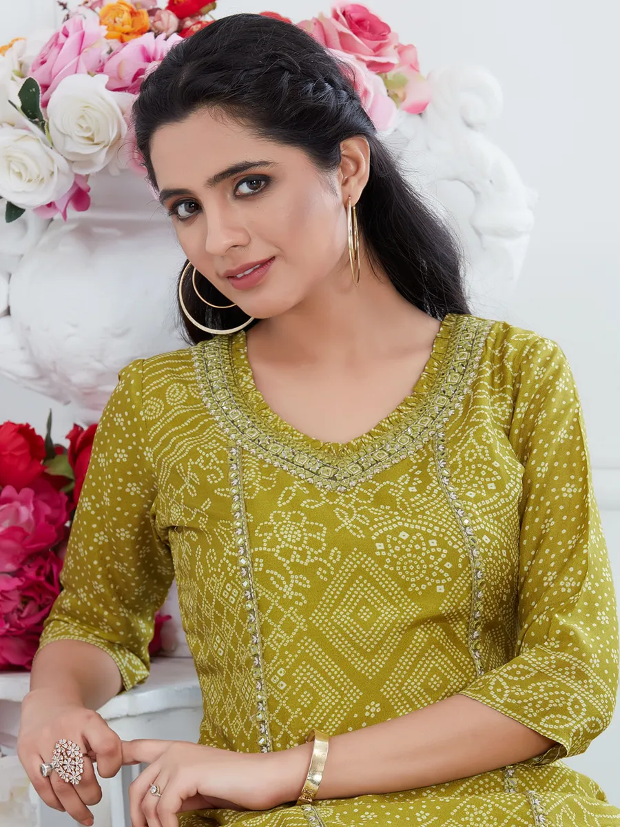 Digital printed green kurti