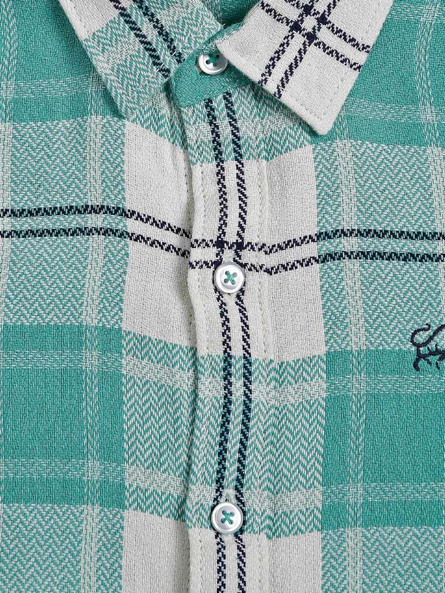 DNJS mint green cotton checks shirt