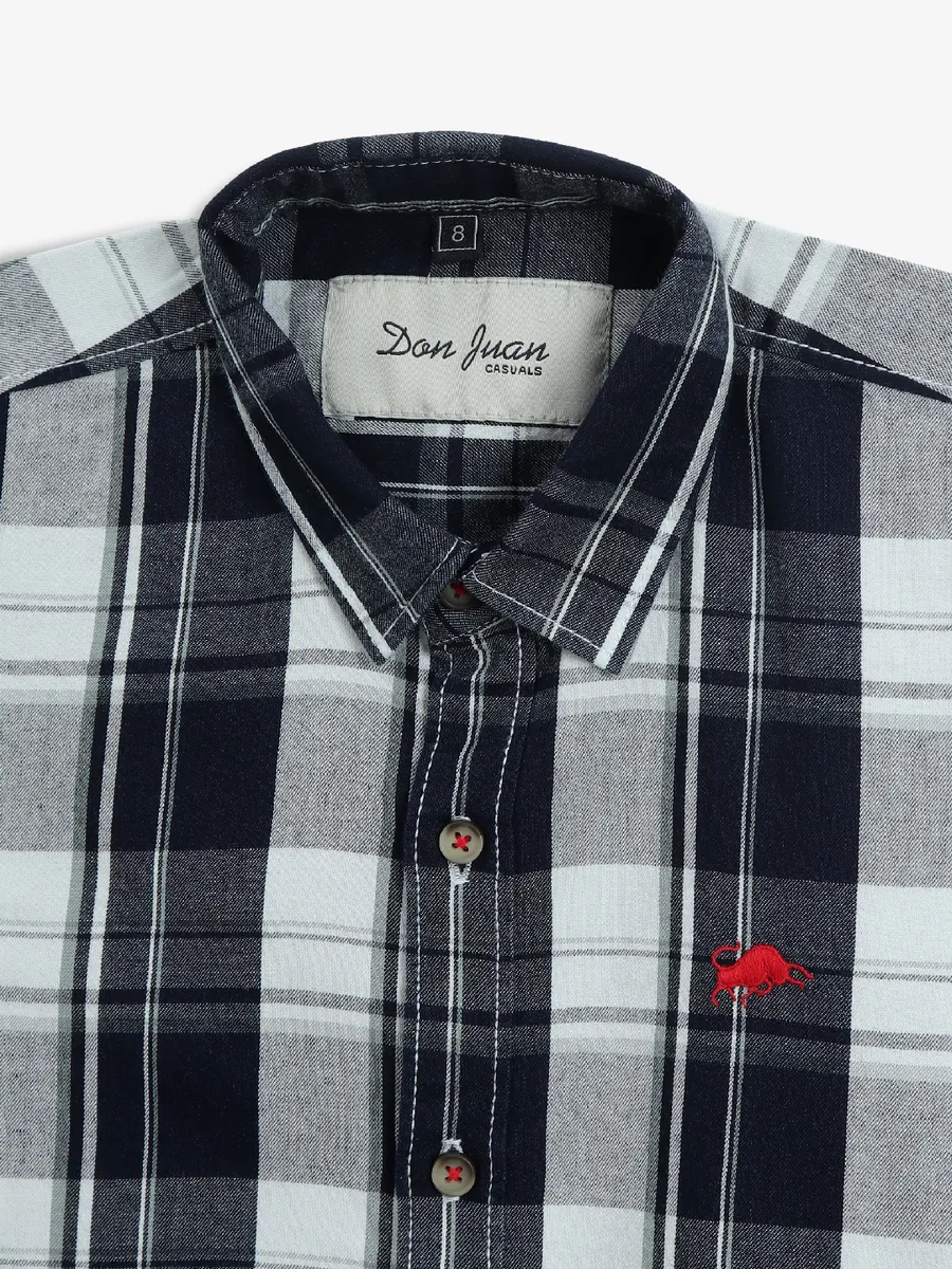 DNJS navy checks cotton shirt