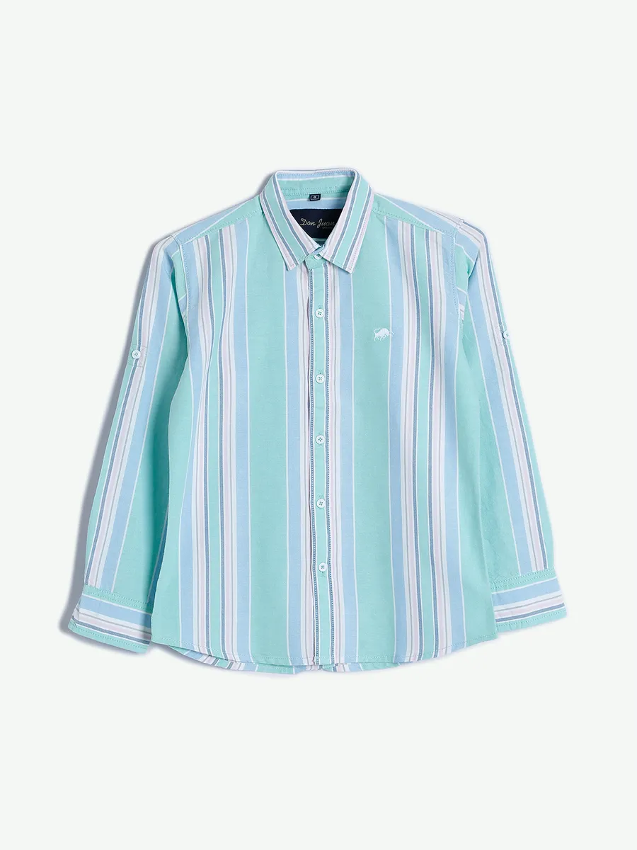 DNJS sea green stripe cotton shirt