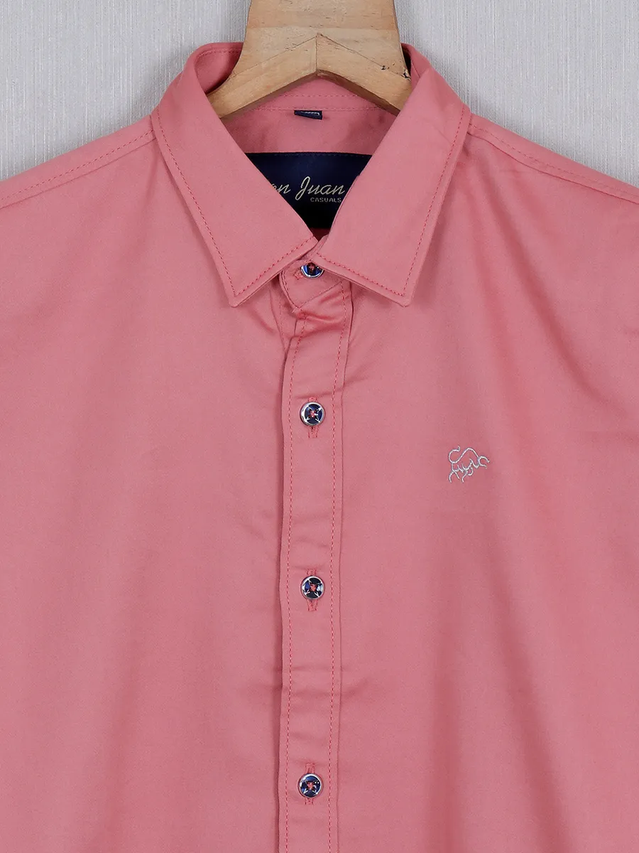 DNJS solid pink stripe full sleeves shirt