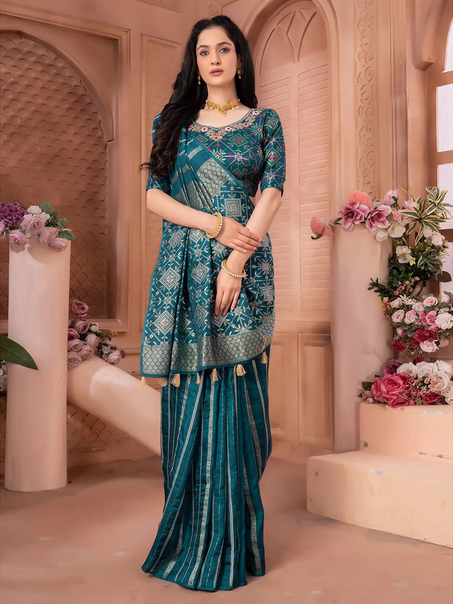 Dola silk rama blue saree