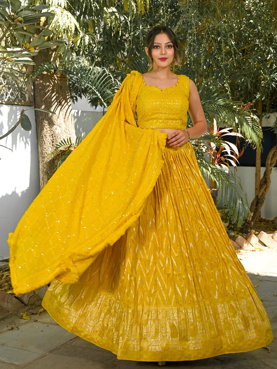 Dola silk yellow lehenga choli