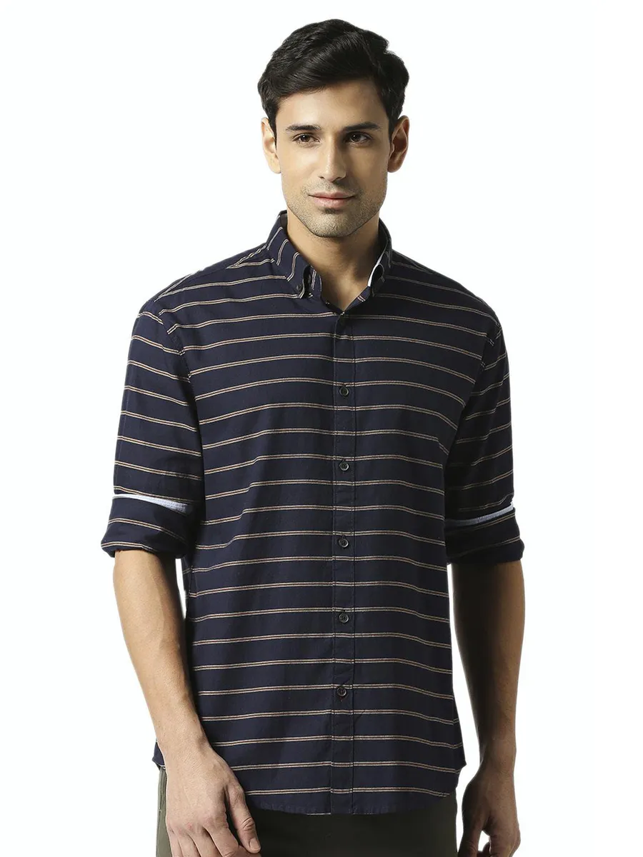 Dragon Hill full sleeves cotton navy shirt