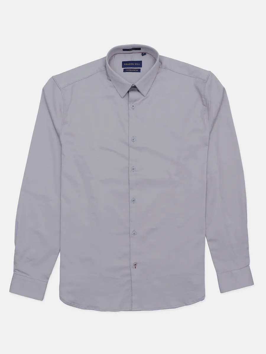 Dragon Hill grey solid casual wear shirt for men