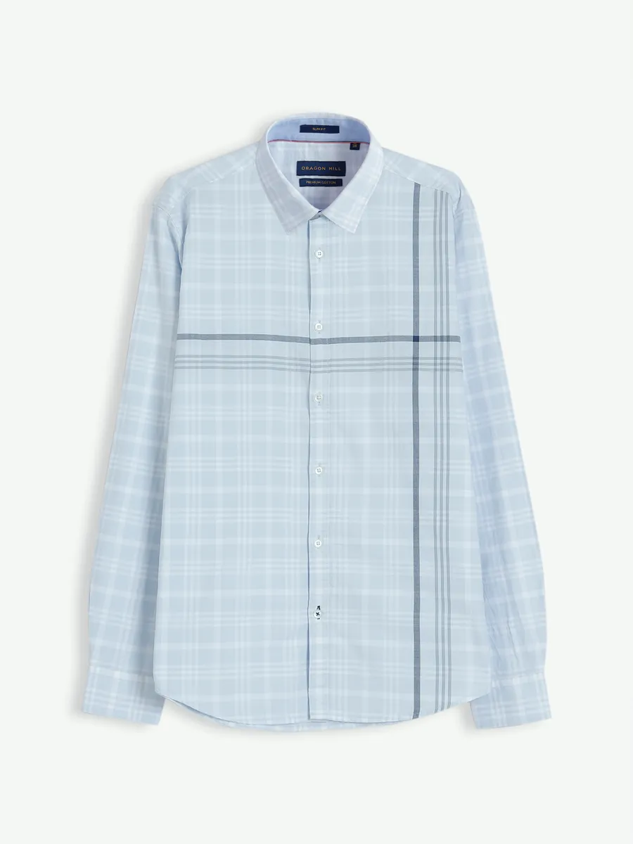 Dragon Hill light blue cotton checks shirt