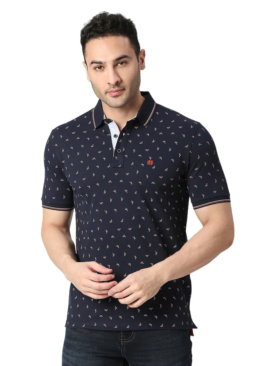 Dragon Hill printed navy slim fit t shirt