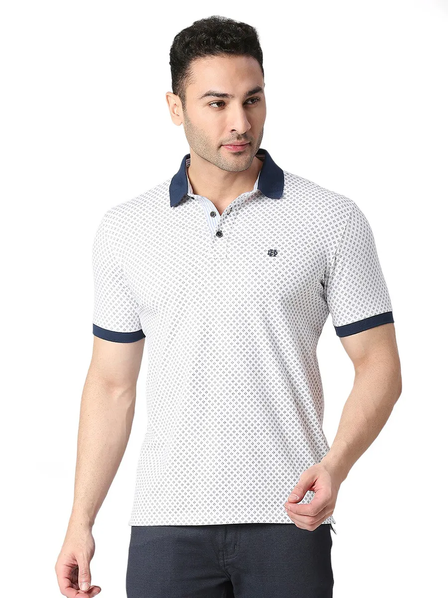 Dragon Hill printed white polo t shirt