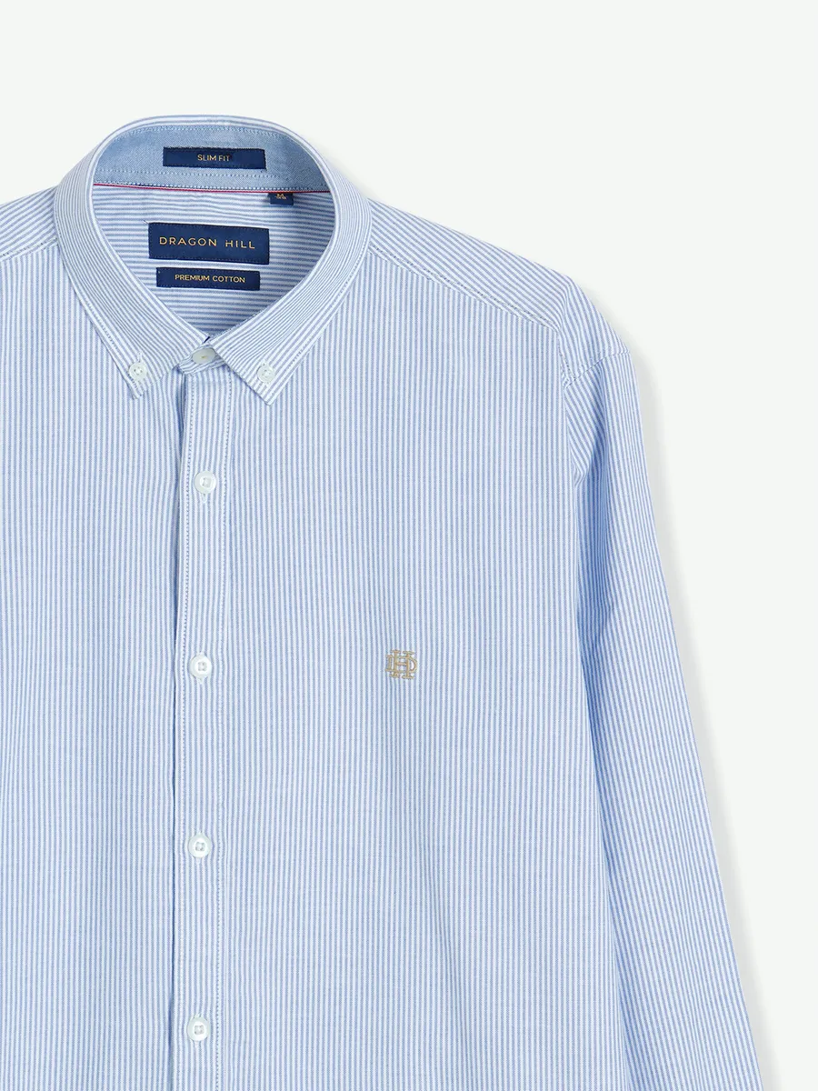 Dragon Hill sky blue stripe cotton shirt