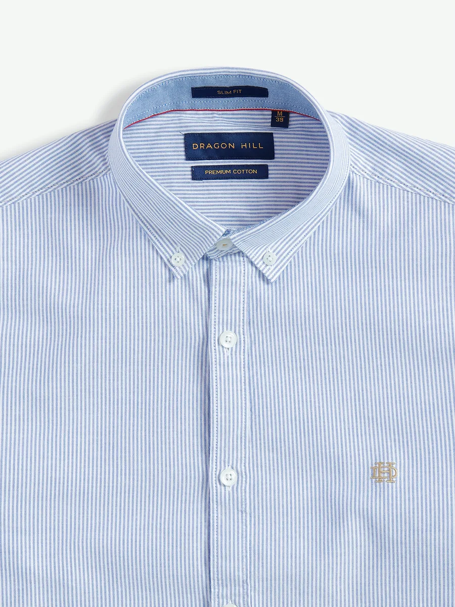 Dragon Hill sky blue stripe cotton shirt