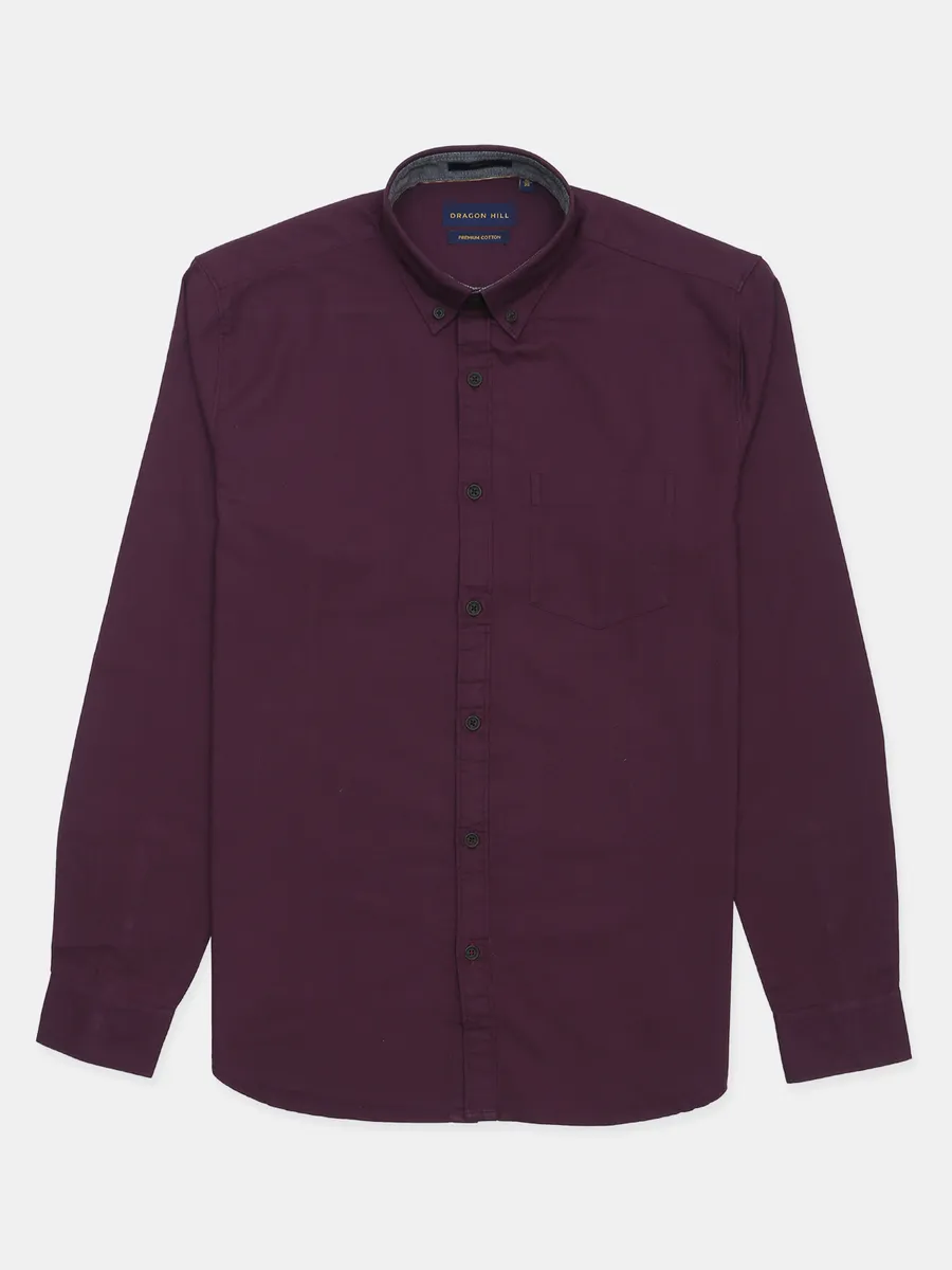 Dragon Hill solid purple cotton shirt for men