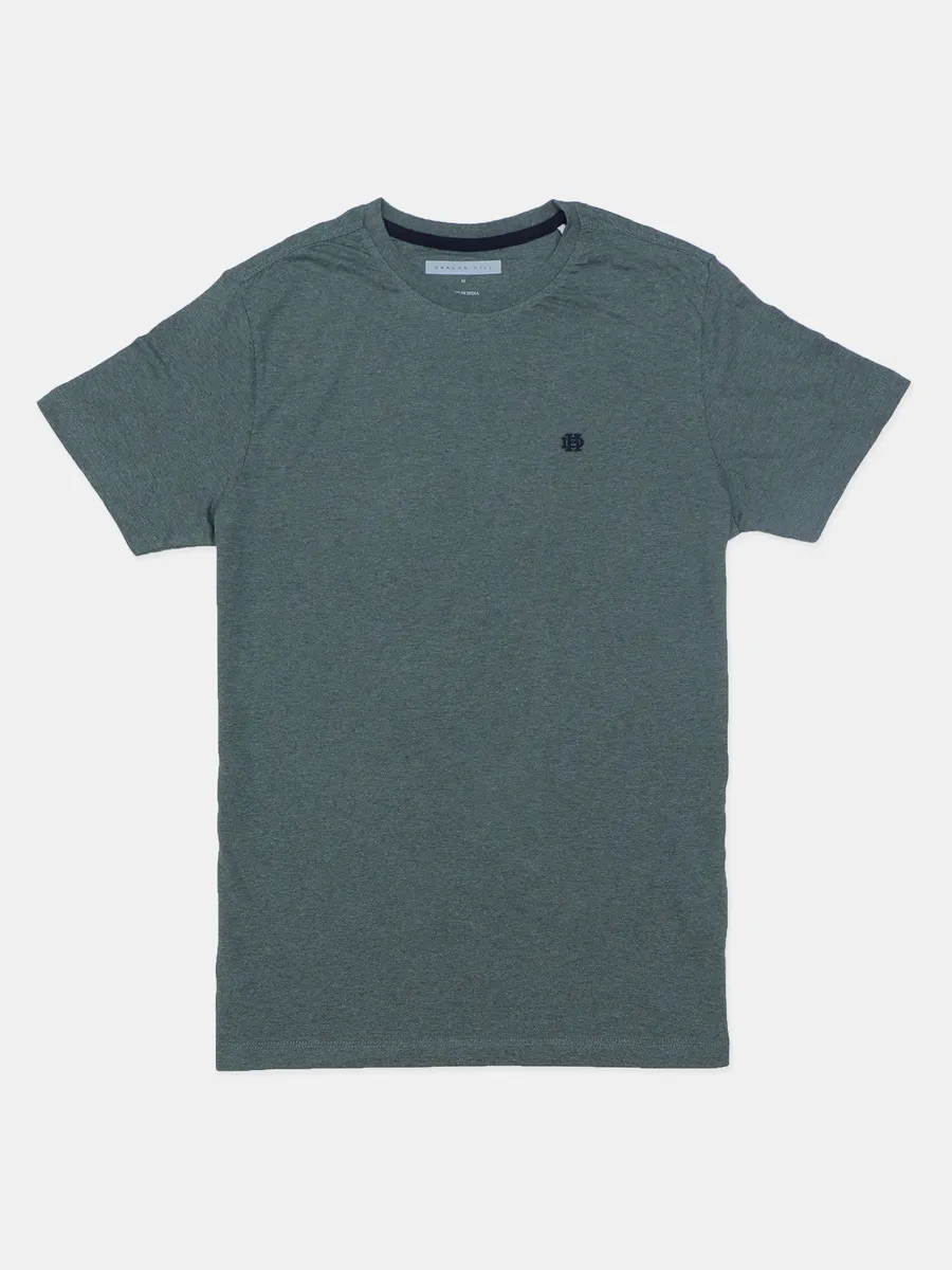 Dragon Hill solid sage green regular fit t shirt