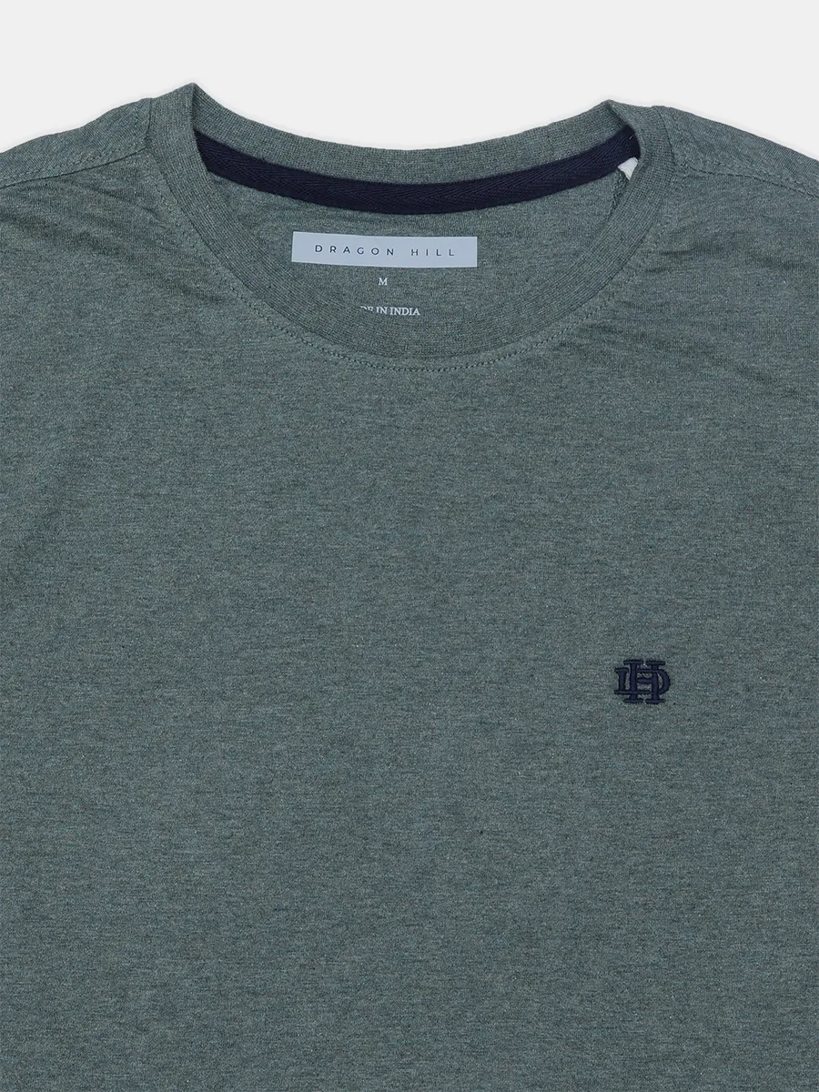 Dragon Hill solid sage green regular fit t shirt