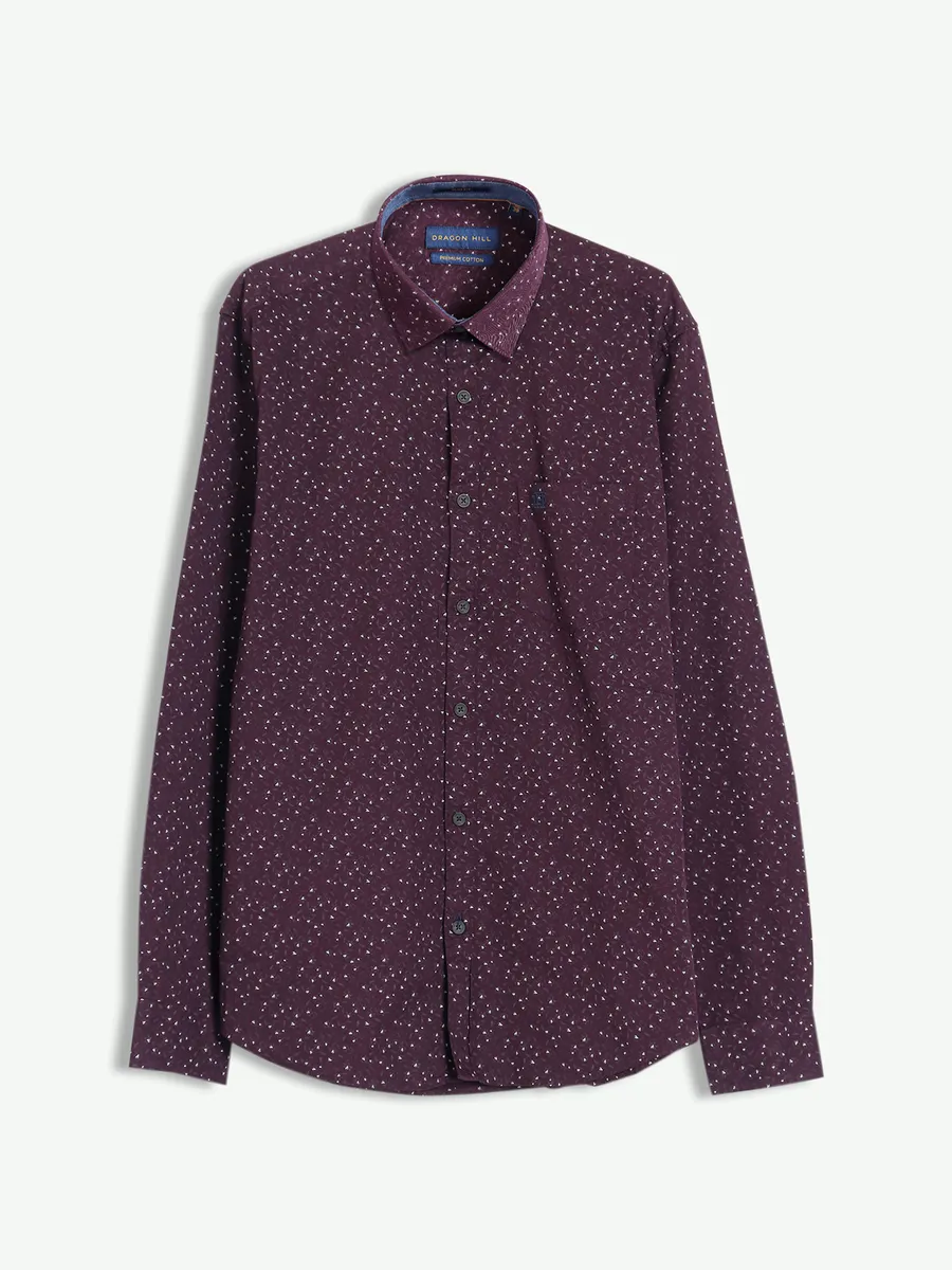 Dragon Hill wine printed cotton shirt