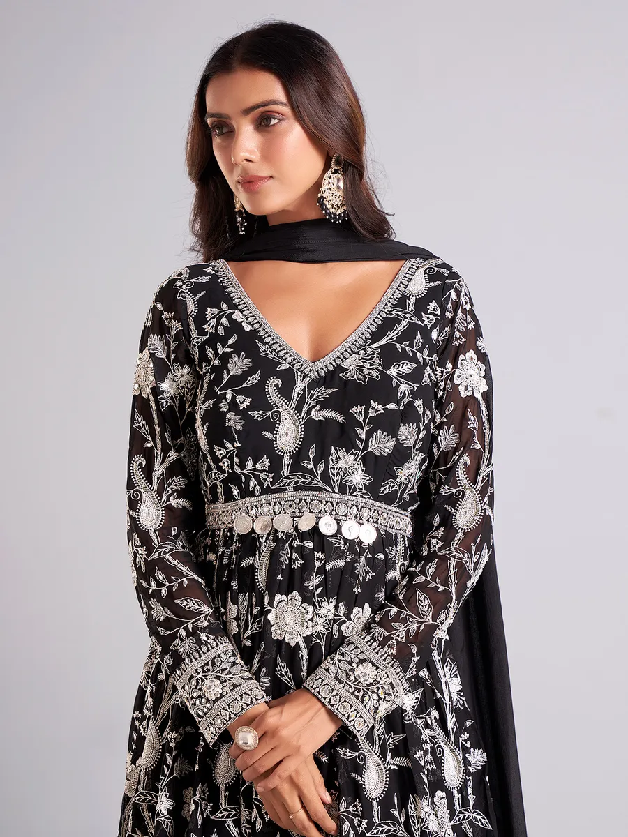 Elegant black anarkali salwar suit