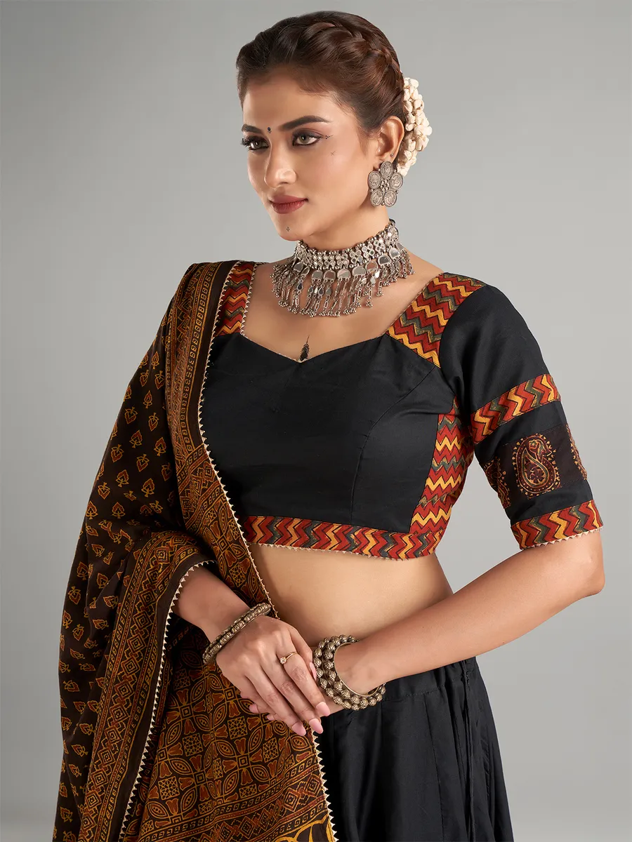 Elegant black cotton silk lehenga choli