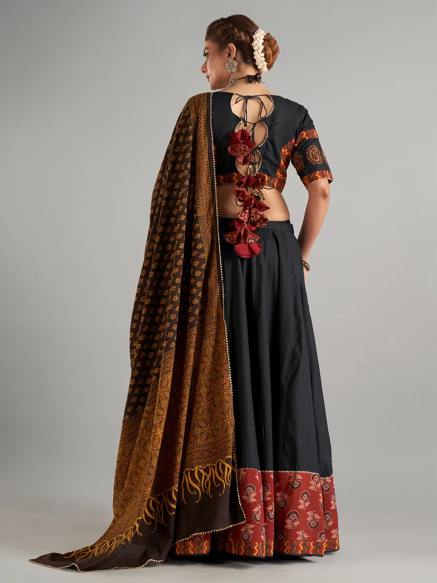 Elegant black cotton silk lehenga choli