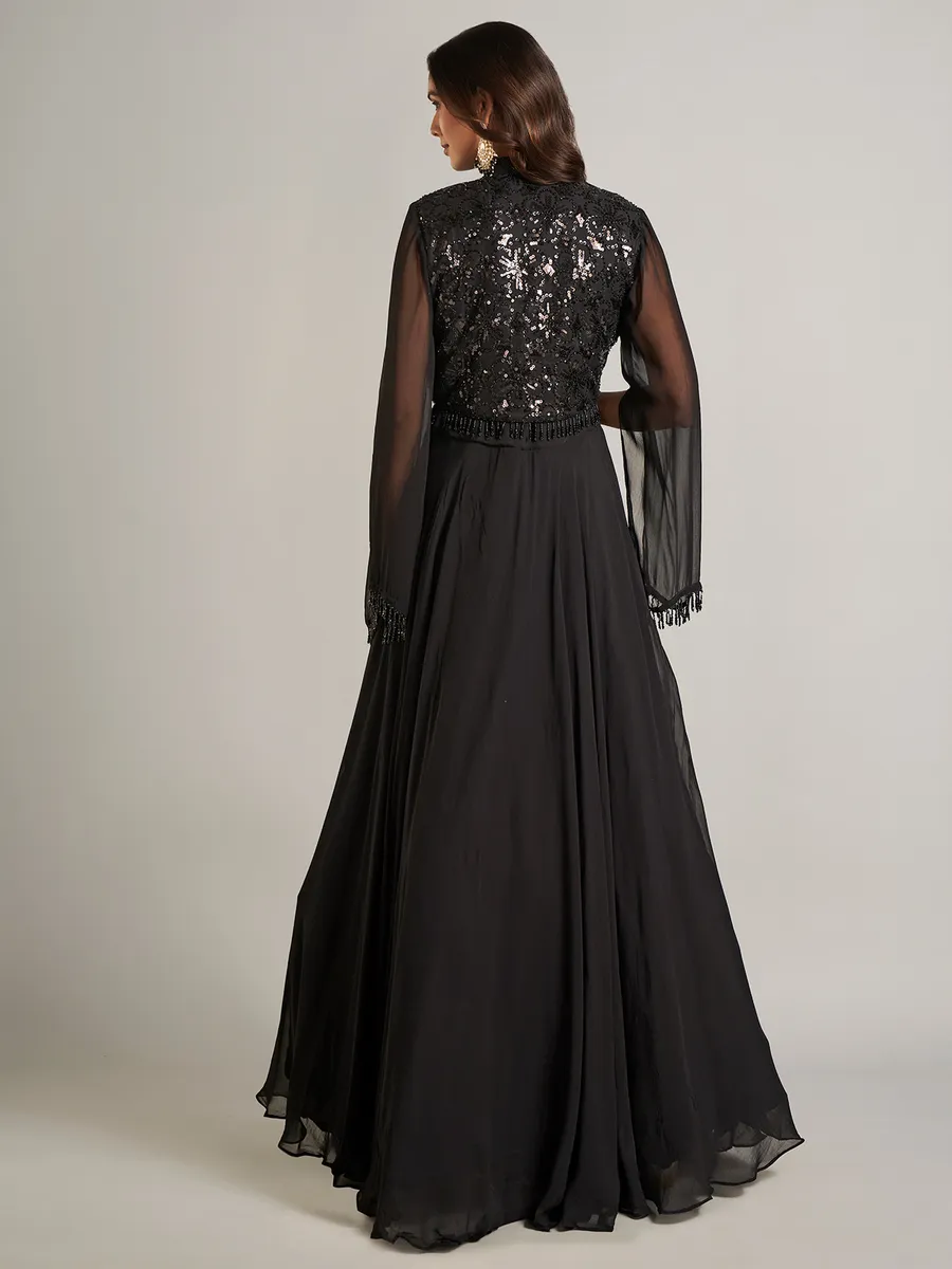 Elegant black georgette salwar suit for festive