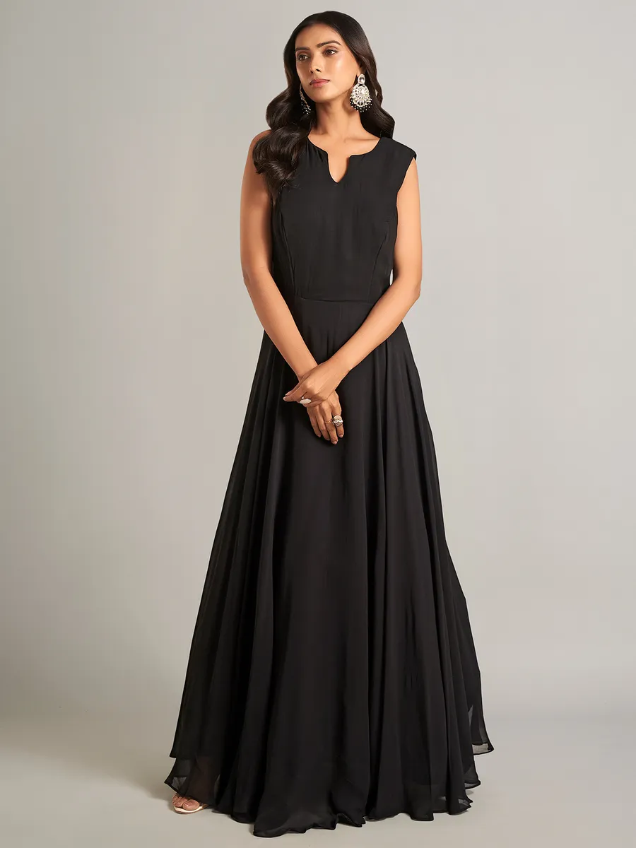 Elegant black georgette salwar suit for festive