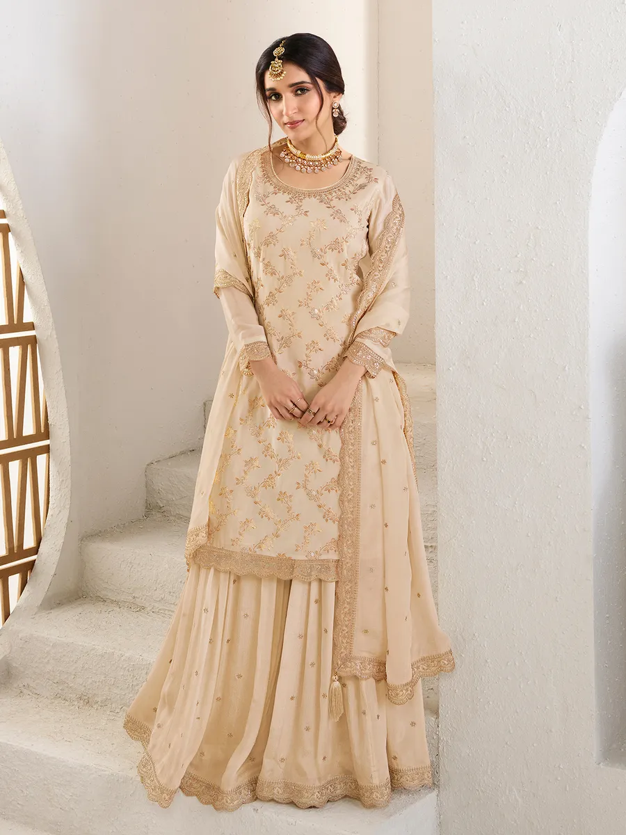 Elegant cream georgette palazzo set